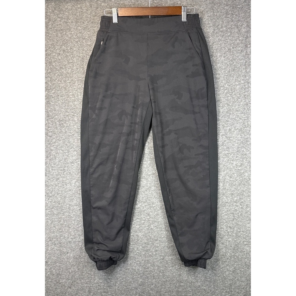 Athleta Brooklyn Lined Camo Jogger Pants Black Camouflage Size 6 Preppy Cool EUC